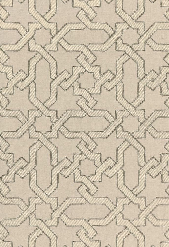 Cordoba Embroidery Stone 67571 by Schumacher Fabric Au-Naturel 56% Linen, 34% Viscose, 10% Spun Martindale 8,000 Horizontal: 12.625 and Vertical: 12.625 50.375 - Fabric Carolina -