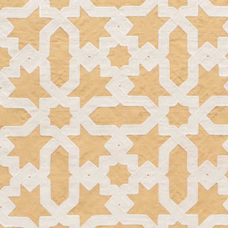 Cordoba Embroidery Ochre 67575 by Schumacher Fabric Schumacher Fabric Cordoba Embroidery Ochre 67575Fabric LINEN 56% INDIA </p><p>Repeat: H: HORZ. 6 3/4" (17CM) , V: VERT. 12 5/8" (32CM) 50.375 - Fabric Carolina -