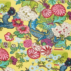 Chiang Mai Dragon Yellow 173281 by Schumacher Fabric