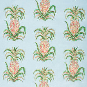 Pineapples Chintz Sky 178801 by Schumacher Fabric