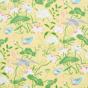 Lotus Garden Yellow 179040 by Schumacher Fabric