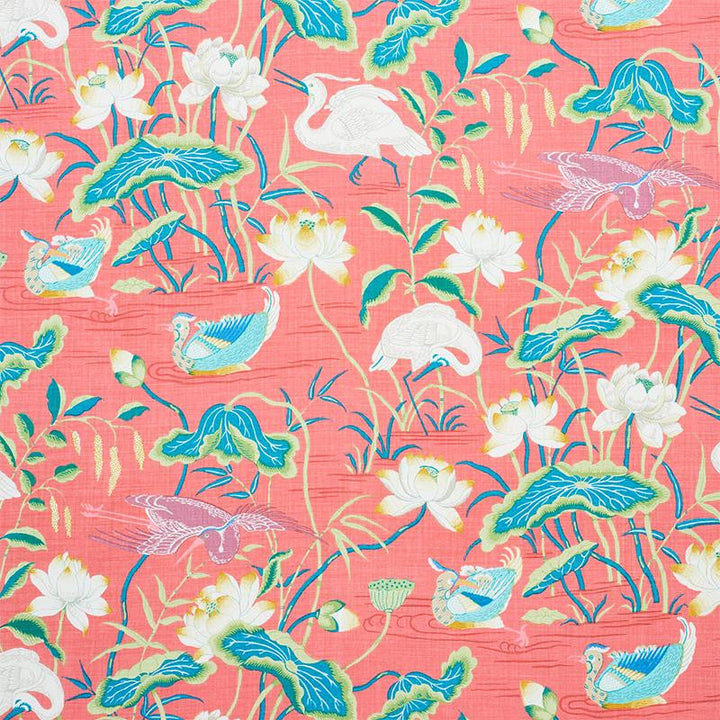 Lotus Garden Red 179041 by Schumacher Designer Fabric Signature Schumacher 27.0" - Swanky Fabrics -