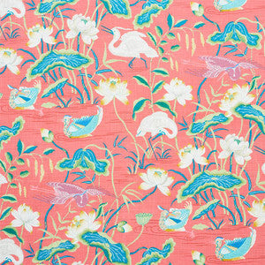 Lotus Garden Red 179041 by Schumacher Fabric