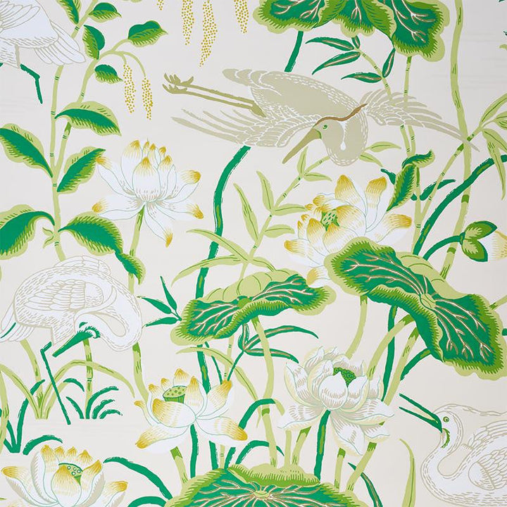 Lotus Garden Leaf 5008433 by Schumacher Designer Wallpaper Signature Schumacher 27.0" - Swanky Fabrics -