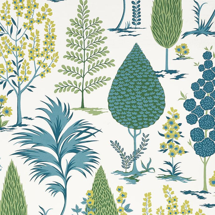 Pandora Peacock 5009963 by Schumacher Wallpaper Palampore 13.5" - Fabric Carolina -