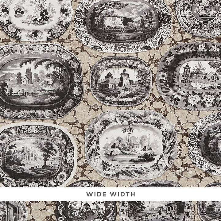 Plates & Platters Neutral 5010411 by Schumacher Designer Wallpaper Johnson Hartig 54.0" - Swanky Fabrics -