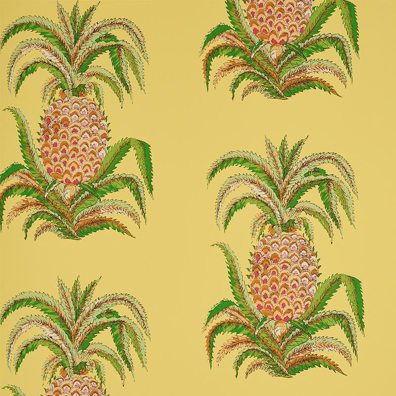 Pineapples Yellow 5010452 by Schumacher Designer Wallpaper Signature Schumacher 27.0" - Swanky Fabrics -