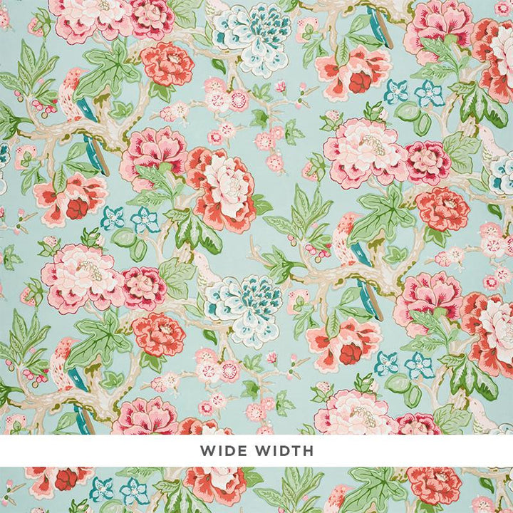 Bermuda Blossoms Aqua 5010520 by Schumacher Wallpaper Signature Schumacher 26.25" - Fabric Carolina -
