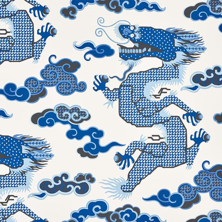Magical Ming Dragon Porcelain 5010600 by Schumacher Wallpaper Johnson Hartig 36.0" - Fabric Carolina -