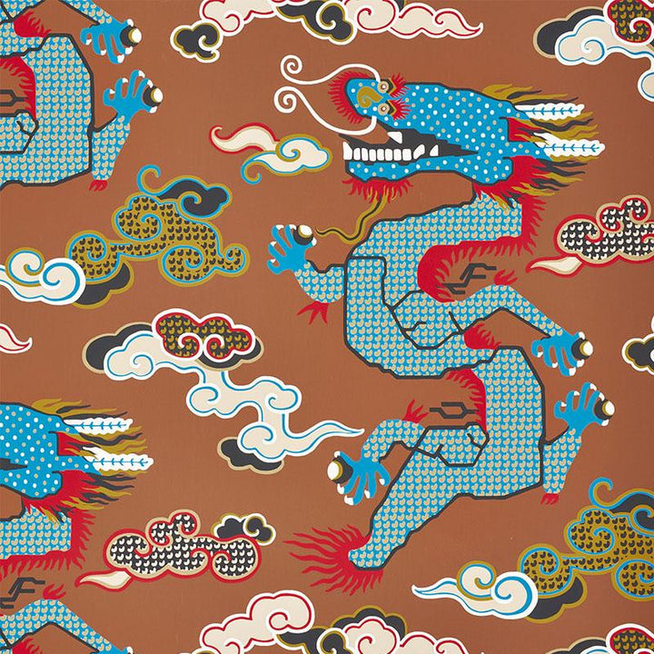 Magical Ming Dragon Brown 5010602 by Schumacher Wallpaper Johnson Hartig 36.0" - Fabric Carolina -