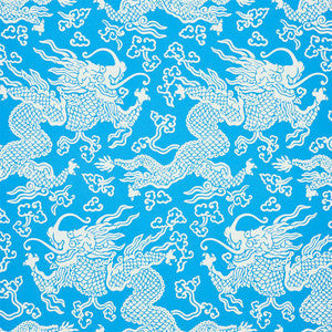 Ruan Dragon Damask Blue 5010881 by Schumacher Wallpaper