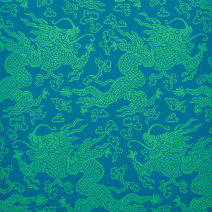 Ruan Dragon Damask Peacock 5010882 by Schumacher Wallpaper
