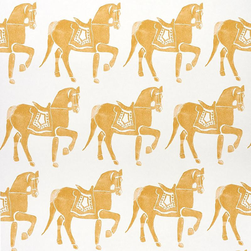 Marwari Horse Mustard 5011131 by Schumacher Wallpaper Molly Mahon 6.88" - Fabric Carolina -