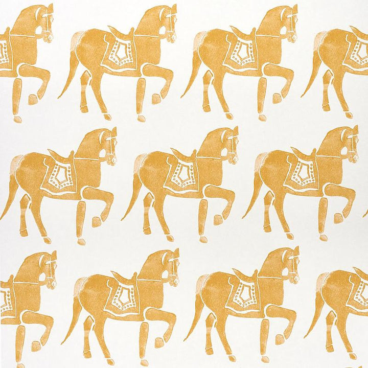 Marwari Horse Mustard 5011131 by Schumacher Wallpaper Molly Mahon 6.88" - Fabric Carolina -