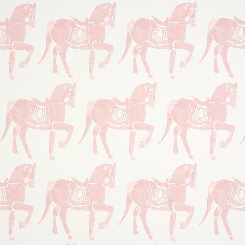 Marwari Horse Pink 5011132 by Schumacher Wallpaper Molly Mahon 6.88" - Fabric Carolina -