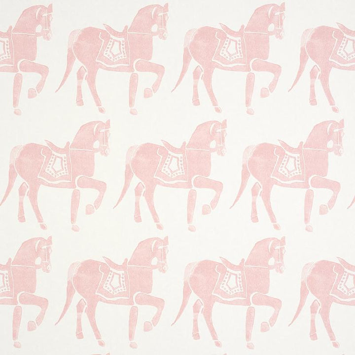 Marwari Horse Pink 5011132 by Schumacher Wallpaper Molly Mahon 6.88" - Fabric Carolina -