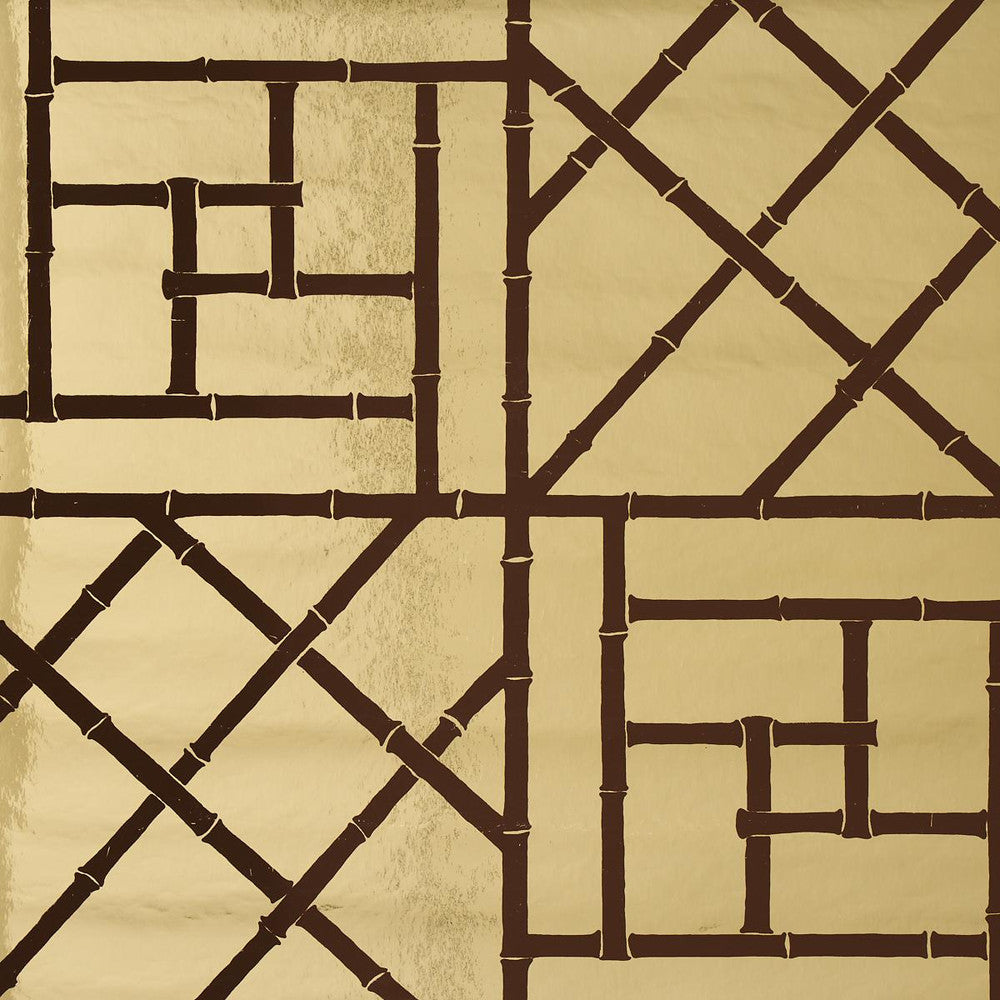 Trellis Metallic Glam Gold 5012760 by Schumacher Designer Wallpaper Cristina Buckley 27.0" - Swanky Fabrics -