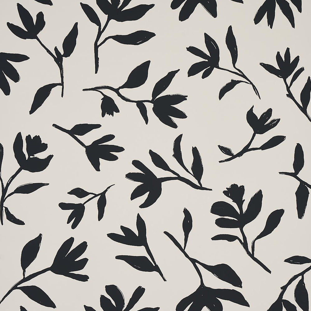 Laurel Black 5013071 by Schumacher Designer Wallpaper New Wave: Black & White 27.0" - Swanky Fabrics -
