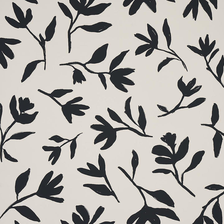 Laurel Black 5013071 by Schumacher Designer Wallpaper New Wave: Black & White 27.0" - Swanky Fabrics -