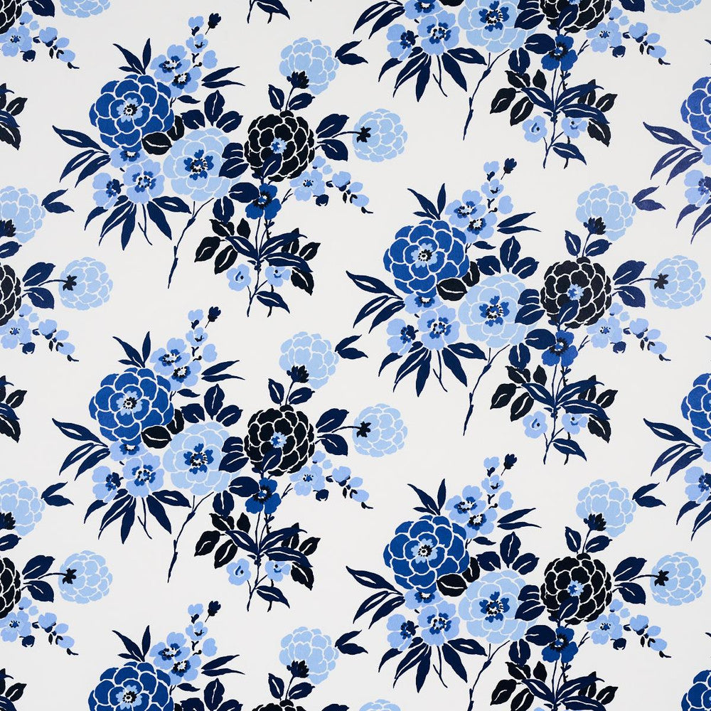 Valentina Floral Blues 5013130 by Schumacher Wallpaper Orient Express 54.0" - Fabric Carolina -