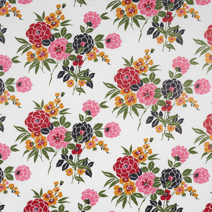 Valentina Floral Multi On White 5013131 by Schumacher Designer Wallpaper Orient Express Ii 54.0" - Swanky Fabrics -