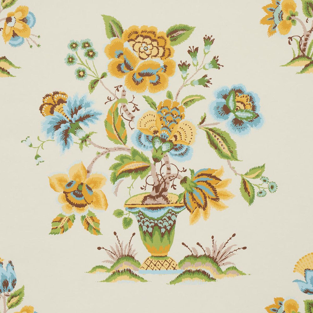 Ashford Ochre & Sky 5013182 by Schumacher Designer Wallpaper Schumacher Classics 54.5" - Swanky Fabrics -