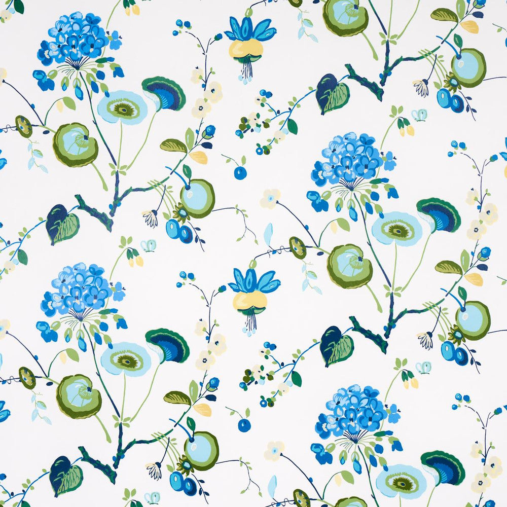 Vasily Green & Blue 5013210 by Schumacher Designer Wallpaper Schumacher Classics 13.5" - Swanky Fabrics -