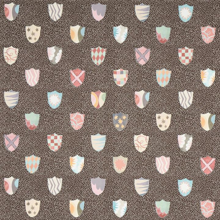 Heraldic Brown 5013493 by Schumacher Designer Wallpaper Happy Menocal 13.5" - Swanky Fabrics -