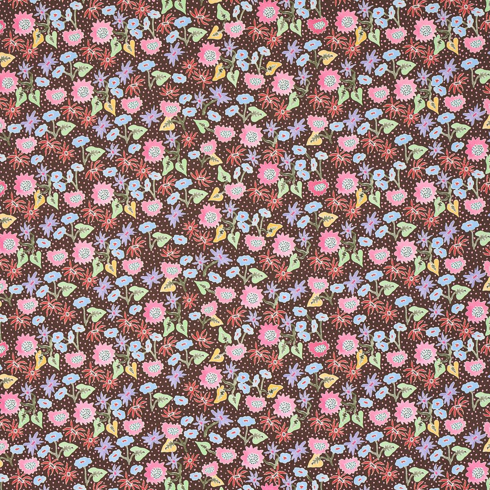Calico Multi On Brown 5013502 by Schumacher Wallpaper Happy Menocal 13.5" - Fabric Carolina -