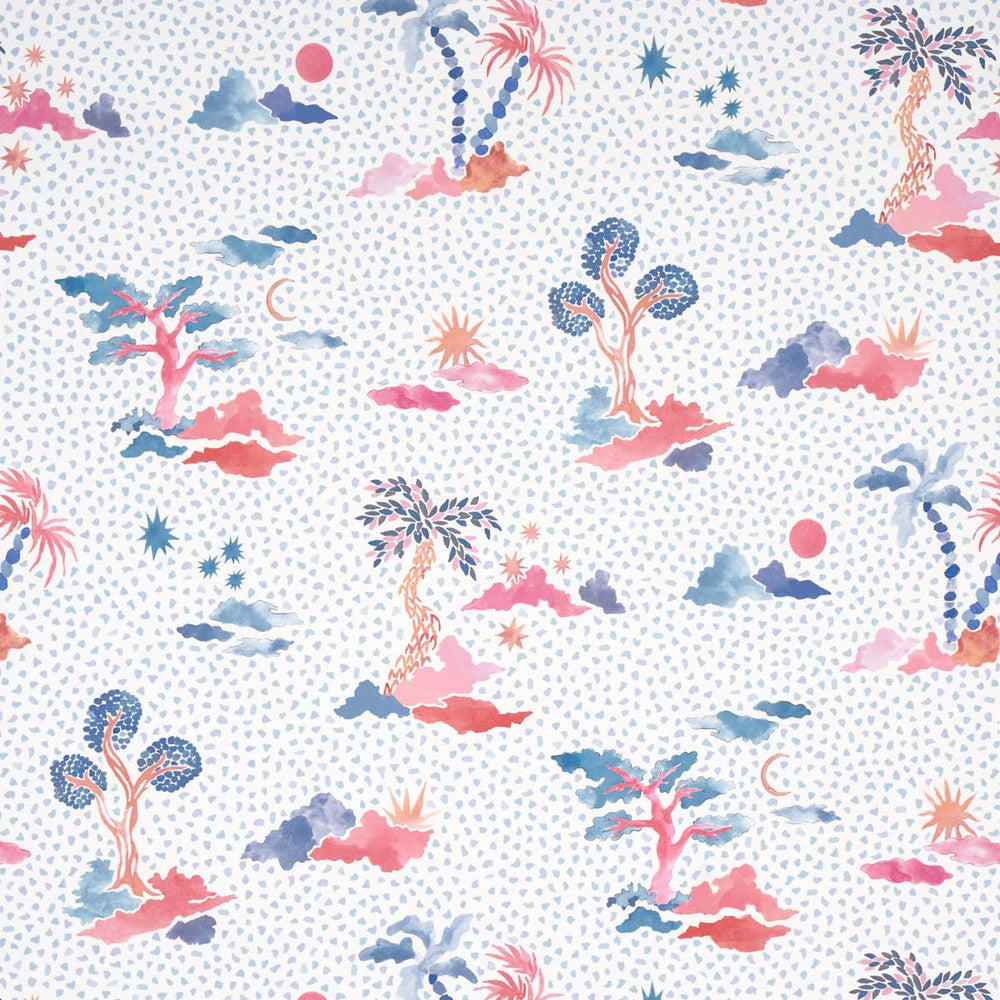 Valletta Sky And Pink 5013520 by Schumacher Wallpaper Happy Menocal 13.5" - Fabric Carolina -