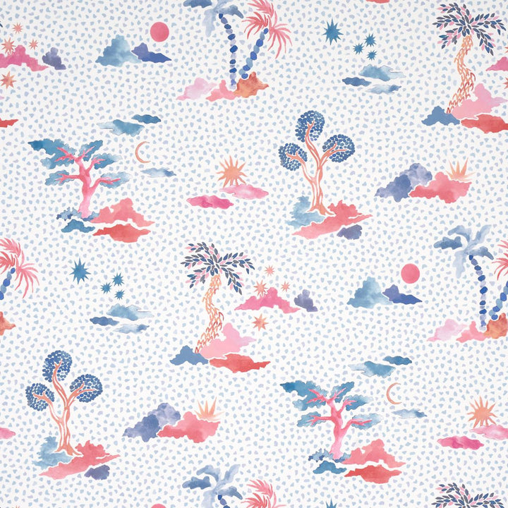 Valletta Sky And Pink 5013520 by Schumacher Wallpaper Happy Menocal 13.5" - Fabric Carolina -