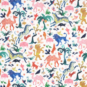 Beasts Multi On Ivory 5013530 by Schumacher Wallpaper