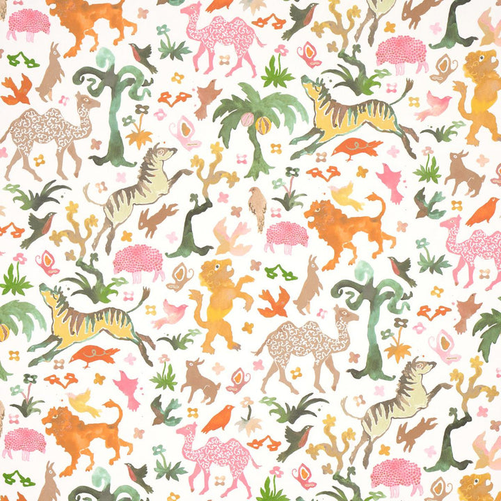 Beasts Pink And Gold 5013532 by Schumacher Wallpaper Happy Menocal 13.5" - Fabric Carolina -