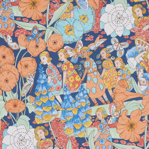 Fairie Garden Orange And Navy 5013540 by Schumacher Wallpaper