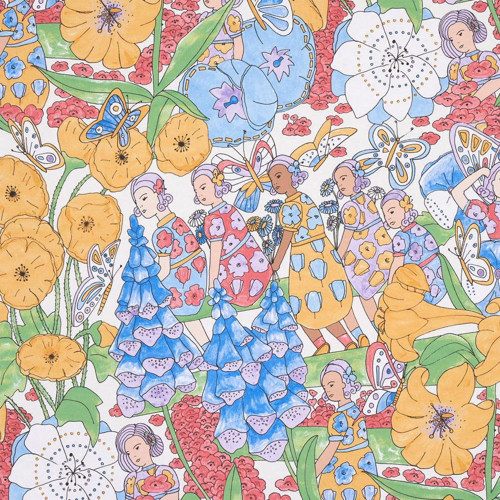 Fairie Garden Yellow And Ivory 5013541 by Schumacher Wallpaper Clements Ribeiro 25.5" - Fabric Carolina -