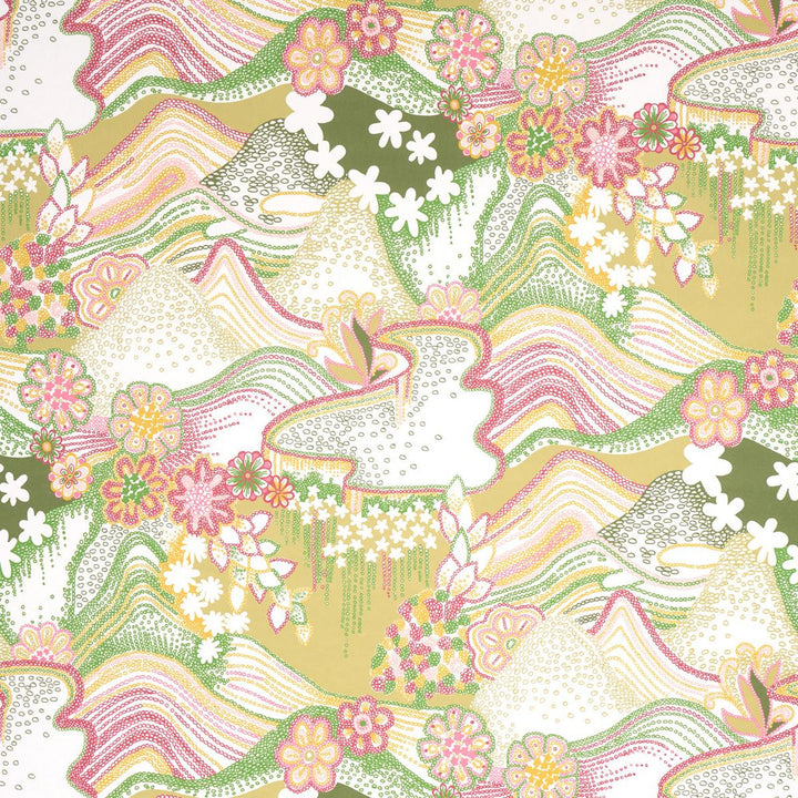 Daisy Chain Green And Pink 5013551 by Schumacher Wallpaper Clements Ribeiro 27.0" - Fabric Carolina -