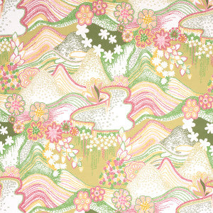 Daisy Chain Green And Pink 5013551 by Schumacher Wallpaper
