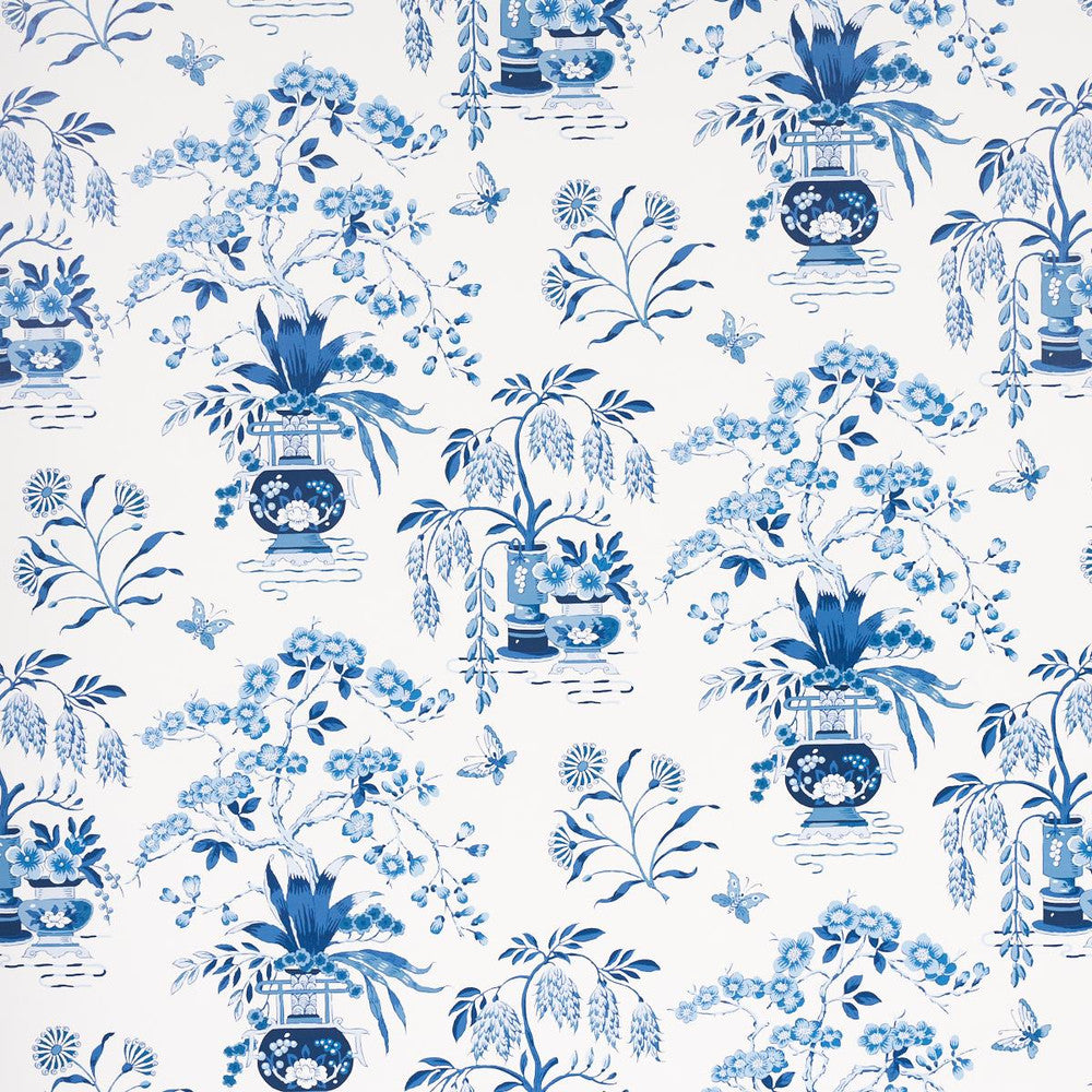 Ming Vase Porcelain 5013580 by Schumacher Designer Wallpaper Schumacher Classics 18.0" - Swanky Fabrics -