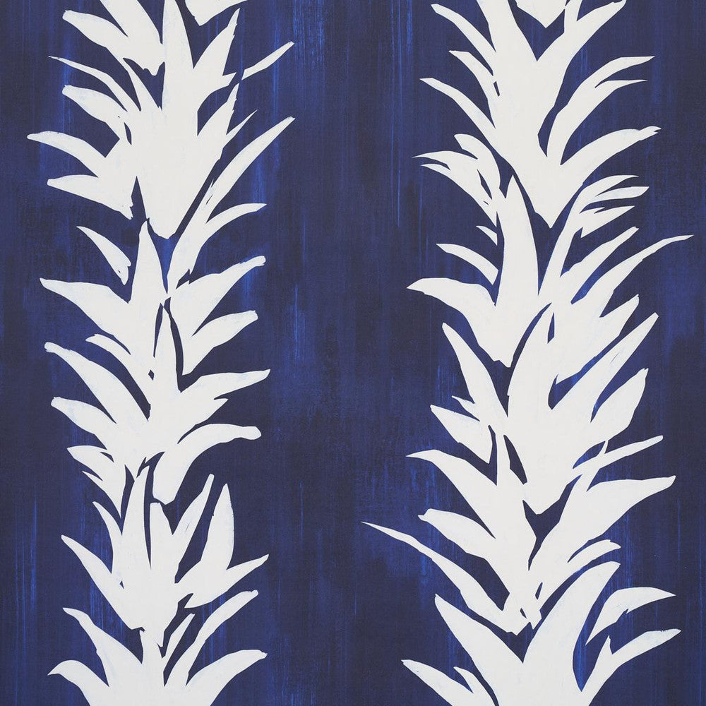 White Lotus Cobalt 5013661 by Schumacher Wallpaper Backdrop 27.0" - Fabric Carolina -