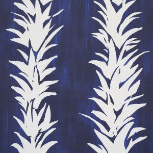 White Lotus Cobalt 5013661 by Schumacher Wallpaper