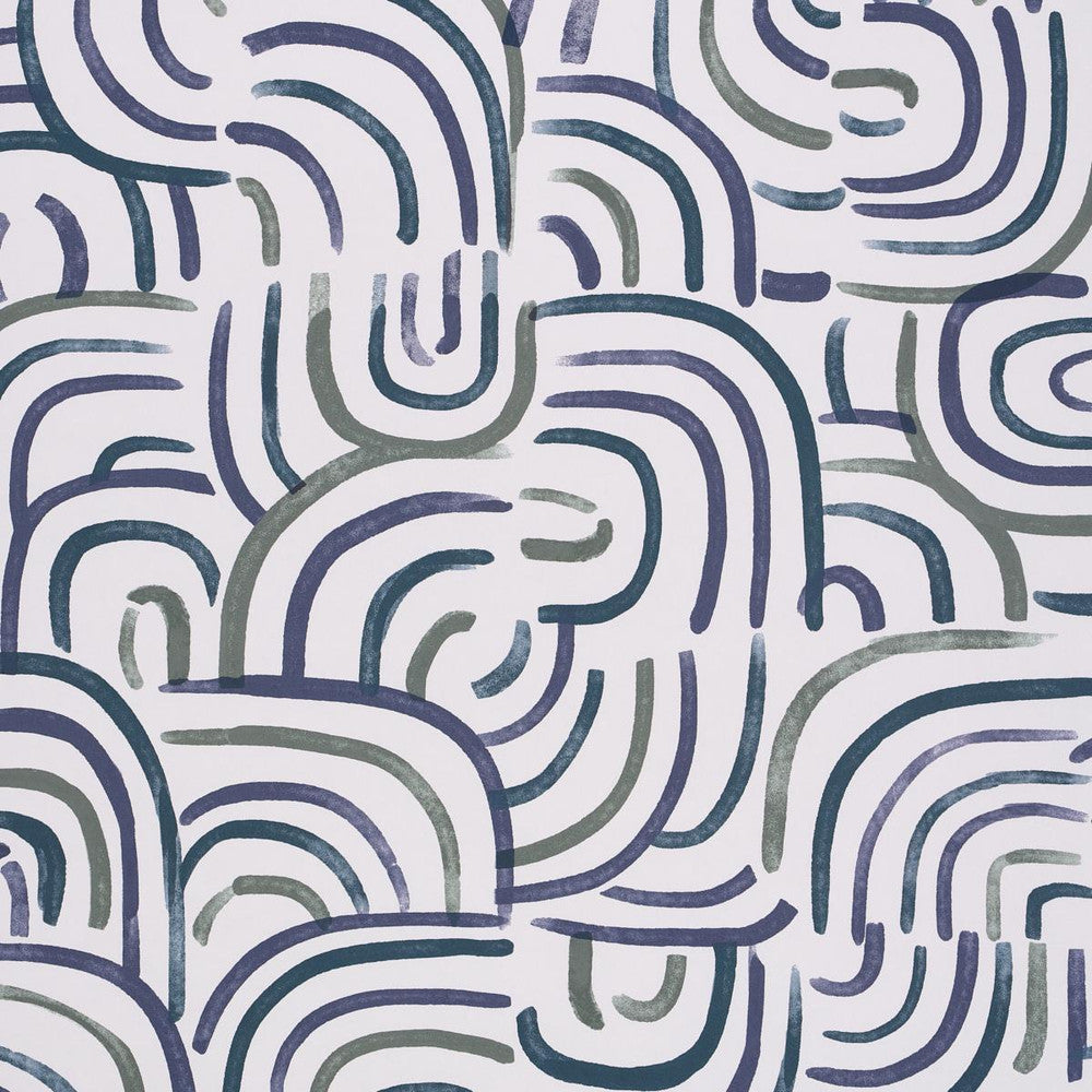 New Beat Blue & Green 5013690 by Schumacher Wallpaper Backdrop 27.0" - Fabric Carolina -