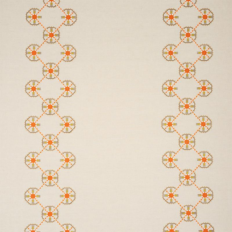 Chamizal Embroidery Orange & Pink 77602 by Schumacher Designer Fabric True West 28.5" - Swanky Fabrics -