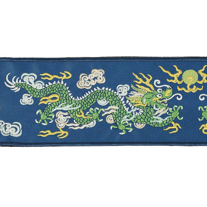 Lili Dragon Tape Blue 78171 by Schumacher Designer Trim Fire Breather 12.75" - Swanky Fabrics -