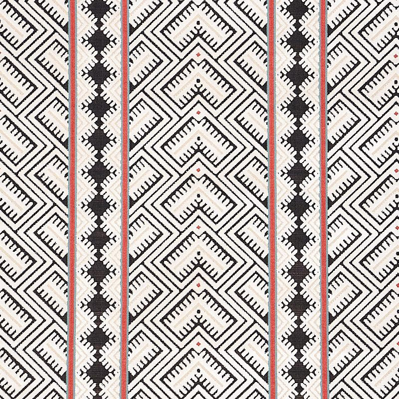 Parvin Velvet Black And Ivory 80650 by Schumacher Fabric Tapis 13.0" - Fabric Carolina -
