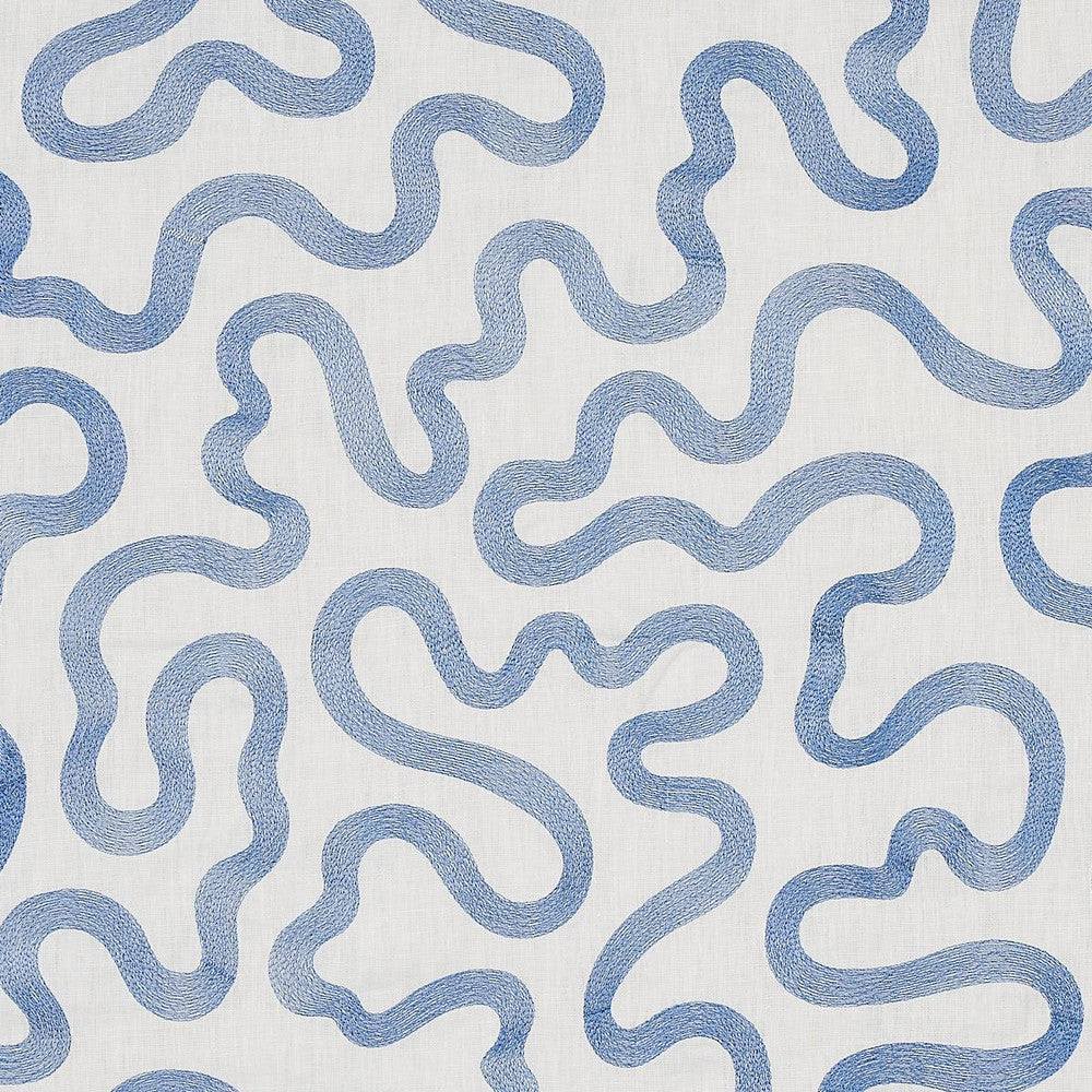 Riley Embroidery Navy On Ivory 80790 by Schumacher Fabric Smith Street - Fabric Carolina -