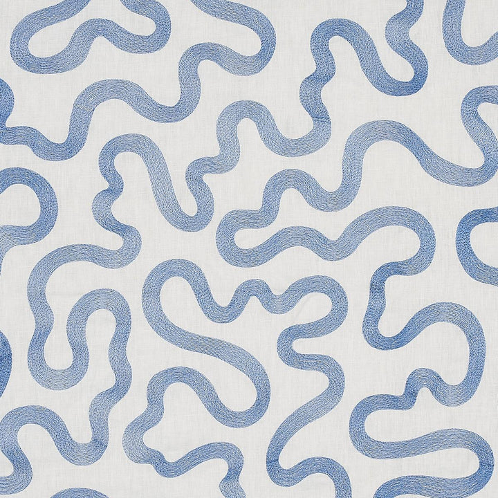 Riley Embroidery Navy On Ivory 80790 by Schumacher Fabric Smith Street - Fabric Carolina -