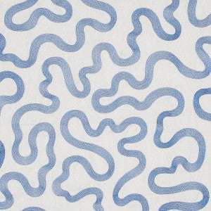 Riley Embroidery Navy On Ivory 80790 by Schumacher Fabric