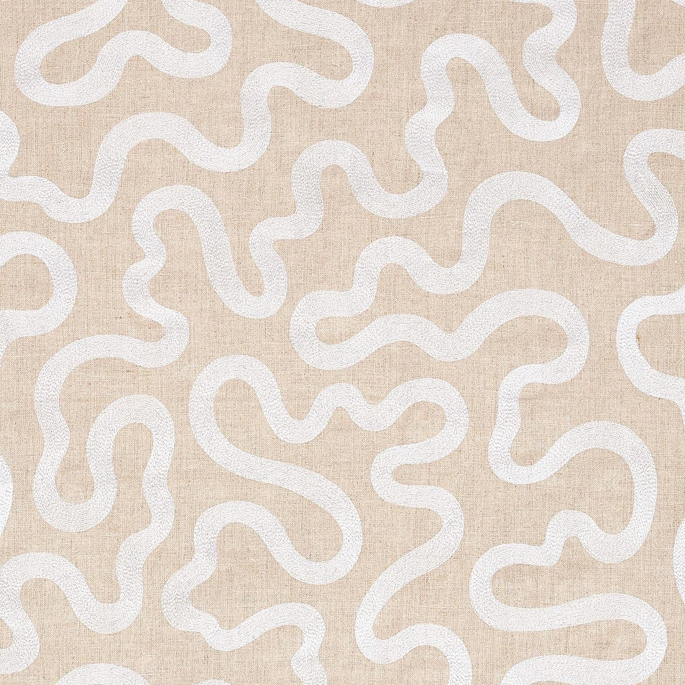 Riley Embroidery Ivory On Natural 80792 by Schumacher Fabric Smith Street - Fabric Carolina -