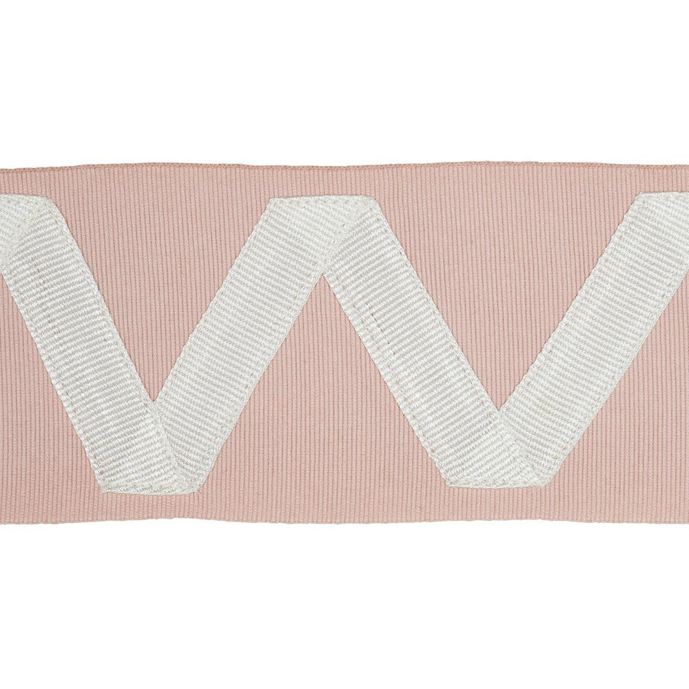 Legere Appliqu Tape Ivory On Blush 80874 by Schumacher Trim Embroidered And Embellished Trims 2.6" - Fabric Carolina -