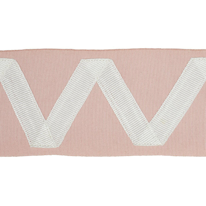 Legere Appliqu Tape Ivory On Blush 80874 by Schumacher Trim Embroidered And Embellished Trims 2.6" - Fabric Carolina -